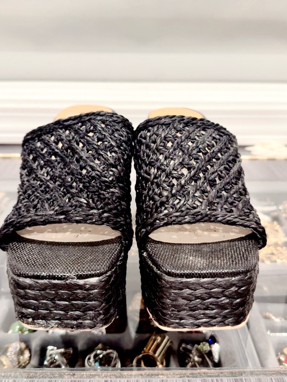 Dolce Vita Black Woven Slide Mules
